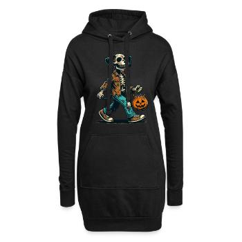 Untote Zombie Hund Süßes Oder Saures Halloween - Hoodie-Kleid - Schwarz - Vorne