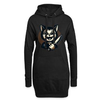 Chat effrayant Psycho Pet Décoration d’Halloween - Sweat-shirt à capuche long Femme - noir - Devant