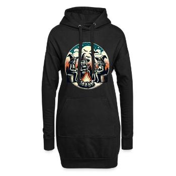 Camping Lagerfeuer Vintage Hexen Design - Hoodie-Kleid - Schwarz - Vorne