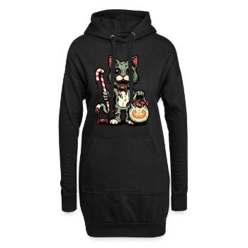 Chat zombie mort-vivant Trick or Treat - Sweat-shirt à capuche long Femme - noir - Devant