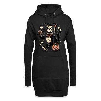 Chat zombie mort-vivant Halloween - Sweat-shirt à capuche long Femme - noir - Devant