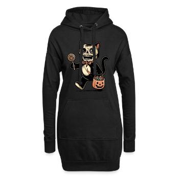 Gruselige Zombie Katze Süßes Oder Saures - Hoodie-Kleid - Schwarz - Vorne