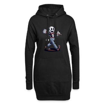 Retro Cartoon Hexenbesen Magisches Vintage Design - Hoodie-Kleid - Schwarz - Vorne