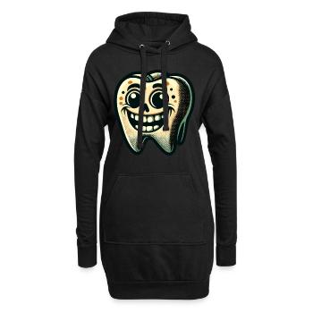 Halloween Zahnhygiene Lustiger Zombie Zahn - Hoodie-Kleid - Schwarz - Vorne