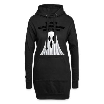 Lustiger Spruch Etwas Gruseliges in der Hose - Hoodie-Kleid - Schwarz - Vorne