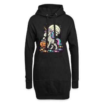 Lustige Einhorn Mumie Liebt Süßigkeiten - Hoodie-Kleid - Schwarz - Vorne