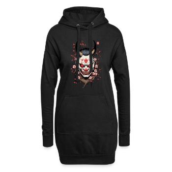 Oni Démon Masque Samouraï Esthétique Yokai - Sweat-shirt à capuche long Femme - noir - Devant