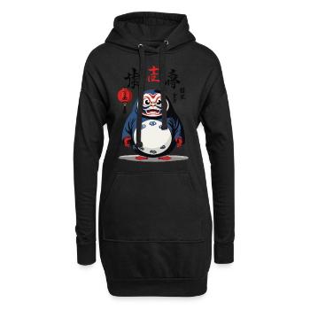 Japanischer Daruma Aesthetic Yokai Vintage Design - Hoodie-Kleid - Schwarz - Vorne