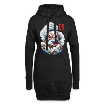 Japanischer Daruma Aesthetic Yokai Design - Hoodie-Kleid - Schwarz - Vorne