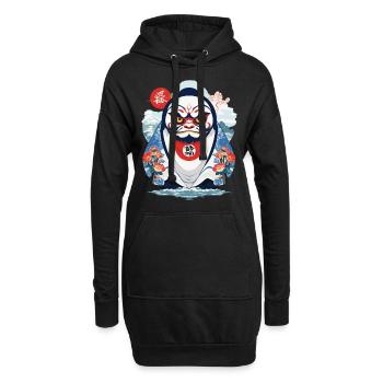 Japanischer Daruma Aesthetic Yokai Vintage - Hoodie-Kleid - Schwarz - Vorne