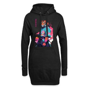 Tiger Yokai Vaporwave Aesthetic Samurai Kunst - Hoodie-Kleid - Schwarz - Vorne
