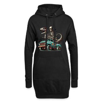 Dinosaurier auf Monstertruck Motorsport Liebhaber - Hoodie-Kleid - Schwarz - Vorne