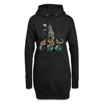 Dinosaurier Auf Monstertruck Motorsport Liebhaber - Hoodie-Kleid - Schwarz - Vorne