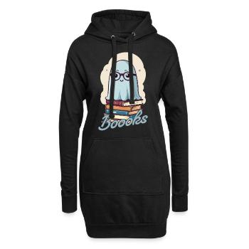 Mignon fantôme amoureux des livres avec des livres - Sweat-shirt à capuche long Femme - noir - Devant