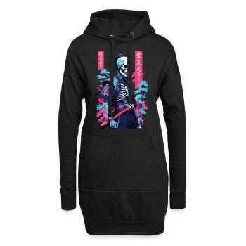 Oni squelette samouraï vaporwave esthétique japon style - Sweat-shirt à capuche long Femme - noir - Devant