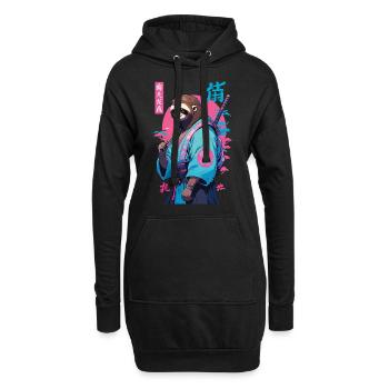 Esthétique Samouraï Paresseux Style Vaporwave - Sweat-shirt à capuche long Femme - noir - Devant