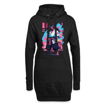 Samouraï Oni Yokai Esthétique Style Vaporwave - Sweat-shirt à capuche long Femme - noir - Devant