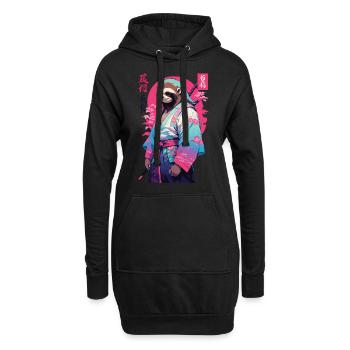 Esthétique Samouraï Paresseux Style Vaporwave - Sweat-shirt à capuche long Femme - noir - Devant