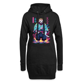 Esthétique Samouraï Paresseux Style Vaporwave - Sweat-shirt à capuche long Femme - noir - Devant