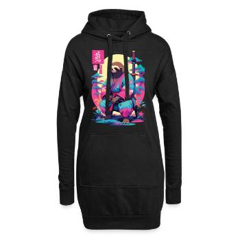 Samouraï paresseux dans le style esthétique Vaporwave - Sweat-shirt à capuche long Femme - noir - Devant