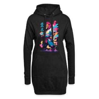 Samouraï Lion Esthétique Vaporwave Style Japon Design - Sweat-shirt à capuche long Femme - noir - Devant