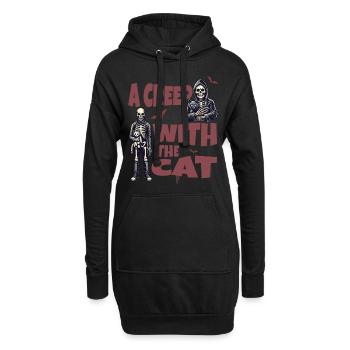 Ein Grusel Mit Der Katze Halloween Motiv - Hoodie-Kleid - Schwarz - Vorne