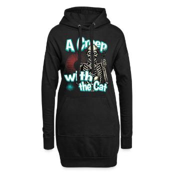 Squelette d’Halloween avec chat - Un creep avec le chat - Sweat-shirt à capuche long Femme - noir - Devant