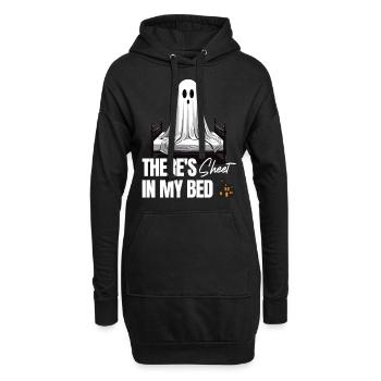 Drôle de dicton d’Halloween : il y a du drap dans mon lit - Sweat-shirt à capuche long Femme - noir - Devant