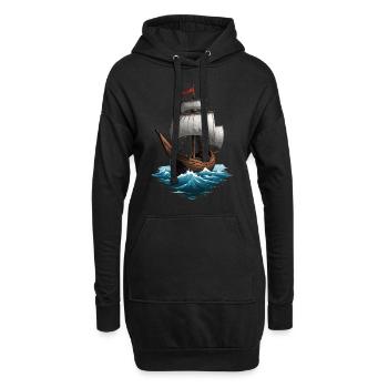 Historisches Segelschiff Abenteuer Romantik - Hoodie-Kleid - Schwarz - Vorne