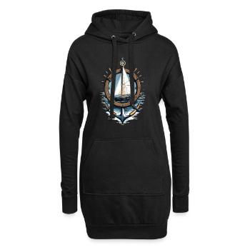 Capitaine Volant Ancre Voilier Aventure - Sweat-shirt à capuche long Femme - noir - Devant