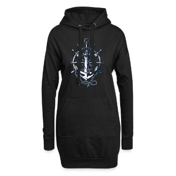Capitaine Volant Ancre Aventure Bénédiction - Sweat-shirt à capuche long Femme - noir - Devant