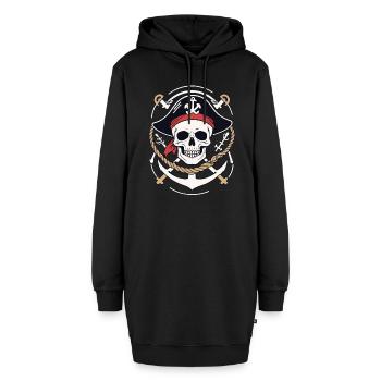 Lustiges Piraten Outfit Jolly Roger Design - Hoodie-Kleid - Schwarz - Vorne