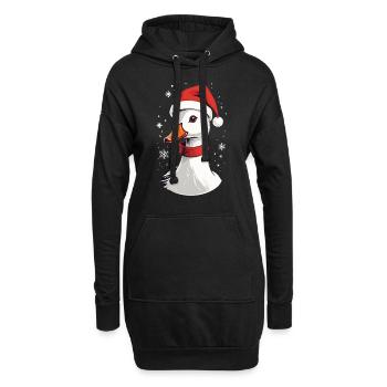 Canard de Noël avec chapeau et flocons de neige - Sweat-shirt à capuche long Femme - noir - Devant