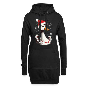 Canard de Noël avec chapeau et flocons de neige - Sweat-shirt à capuche long Femme - noir - Devant