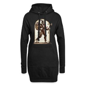 Krampus effrayant avec des enfants coquins - Sweat-shirt à capuche long Femme - noir - Devant