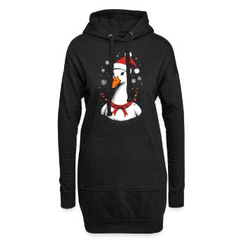 Canard de Noël avec un joli chapeau de Noël - Sweat-shirt à capuche long Femme - noir - Devant