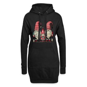 Weihnachtliche Gnome Süße Wichtel Zwerge - Hoodie-Kleid - Schwarz - Vorne
