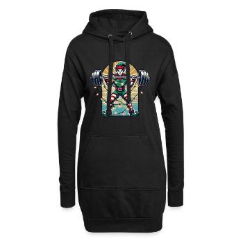 Weihnachtlicher Gym Elf Mit Hanteltraining - Hoodie-Kleid - Schwarz - Vorne