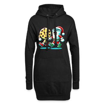 Fröhliche Weihnachtszeit Kekse Und Milch - Hoodie-Kleid - Schwarz - Vorne