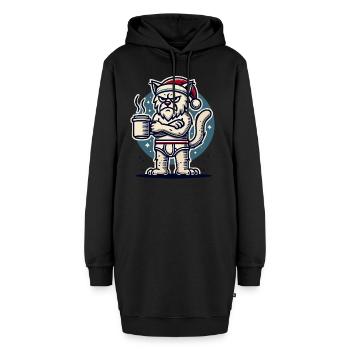 Chat avec un chapeau de Noël - Sweat-shirt à capuche long Femme - noir - Devant