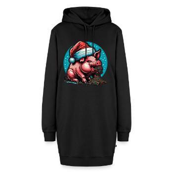 Noël Gourmand Cochon Gourmand - Sweat-shirt à capuche long Femme - noir - Devant