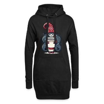 Gnome amateur de café de Noël - Sweat-shirt à capuche long Femme - noir - Devant