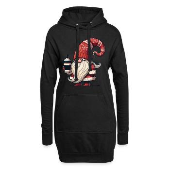 Weihnachten Gnom Mit Kaffee Für Kaffeeliebhaber - Hoodie-Kleid - Schwarz - Vorne
