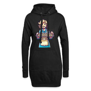 Boulanger joyeux avec des biscuits frais - Sweat-shirt à capuche long Femme - noir - Devant
