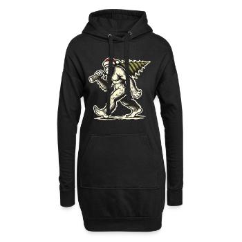 Weihnachts-Bigfoot Mit Tannenbaum - Hoodie-Kleid - Schwarz - Vorne