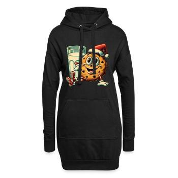 Noël rétro style biscuit vintage - Sweat-shirt à capuche long Femme - noir - Devant