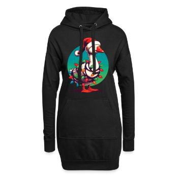 gWeihnachten Lustiger Tollpatsch Gans - Hoodie-Kleid - Schwarz - Vorne