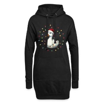 Lustige Ente Mit Lichterkette Weihnachten - Hoodie-Kleid - Schwarz - Vorne