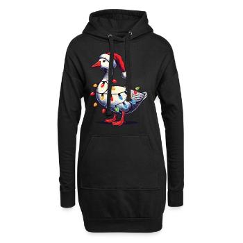 Lustiger Tollpatsch Weihnachten Gans - Hoodie-Kleid - Schwarz - Vorne