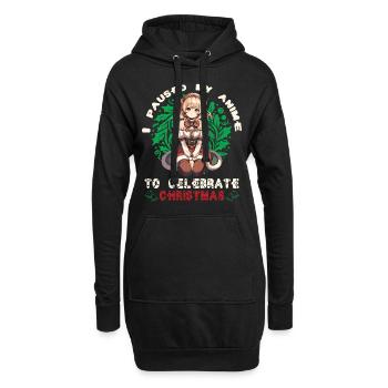 Anime Weihnachten Kawaii Feier - Hoodie-Kleid - Schwarz - Vorne